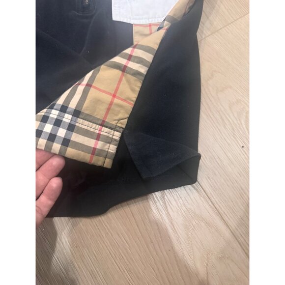 Burberry Kids Polo Shirt Size 10Y Black & Classic Check Panel with Zip Closure - Picture 9 of 9